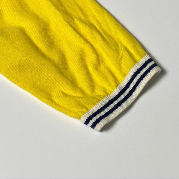 NWOT Talbots Yellow Cotton Button Front Cardigan W/ Nautical Trim Women's Size L - Picture 6 of 16
